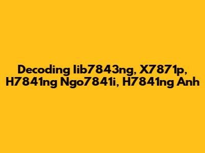 Decoding Iib7843ng, X7871p, H7841ng Ngo7841i, H7841ng Anh