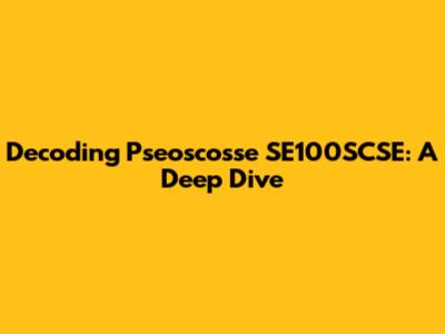 Decoding Pseoscosse SE100SCSE: A Deep Dive