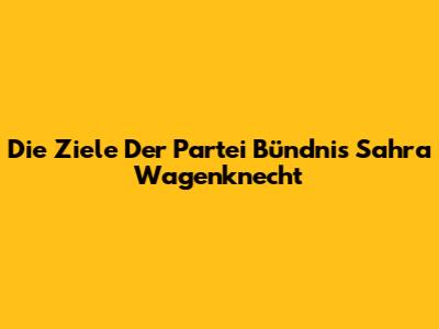 Die Ziele Der Partei "Bündnis Sahra Wagenknecht"