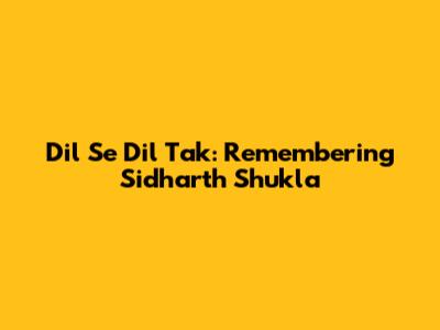 Dil Se Dil Tak: Remembering Sidharth Shukla