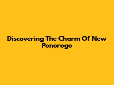 Discovering The Charm Of New Ponorogo