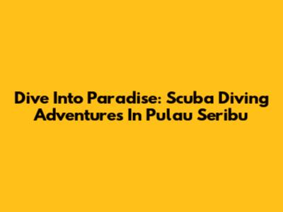 Dive Into Paradise: Scuba Diving Adventures In Pulau Seribu