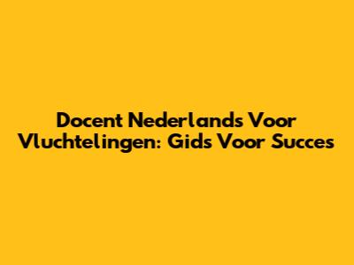 Docent Nederlands Voor Vluchtelingen: Gids Voor Succes