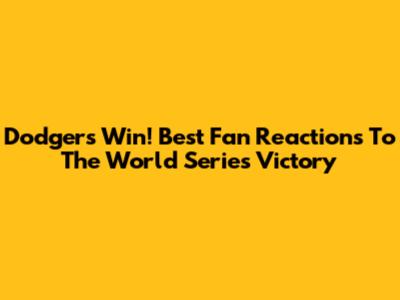 Dodgers Win! Best Fan Reactions To The World Series Victory