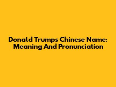 Donald Trump's Chinese Name: Meaning And Pronunciation