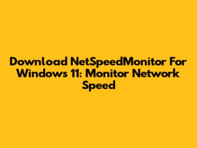 Download NetSpeedMonitor For Windows 11: Monitor Network Speed