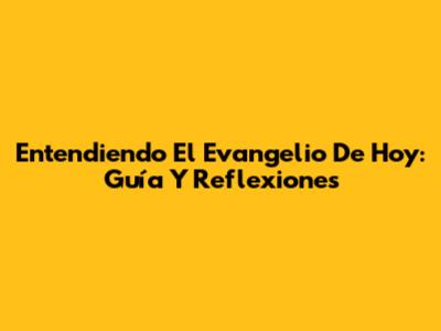 Entendiendo El Evangelio De Hoy: Guía Y Reflexiones