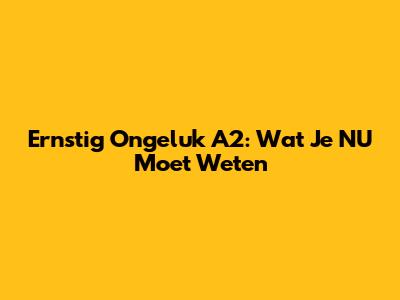 Ernstig Ongeluk A2: Wat Je NU Moet Weten