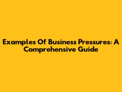 Examples Of Business Pressures: A Comprehensive Guide