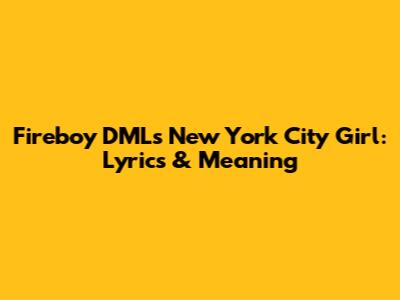 Fireboy DML's 'New York City Girl': Lyrics & Meaning
