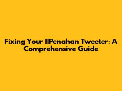 Fixing Your IIPenahan Tweeter: A Comprehensive Guide