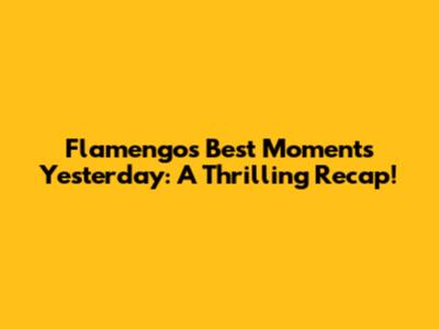 Flamengo's Best Moments Yesterday: A Thrilling Recap!