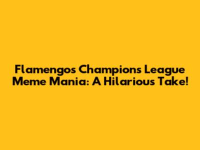 Flamengo's Champions League Meme Mania: A Hilarious Take!