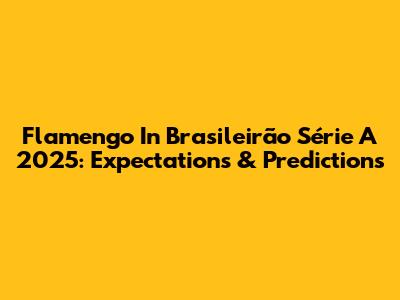 Flamengo In Brasileirão Série A 2025: Expectations & Predictions