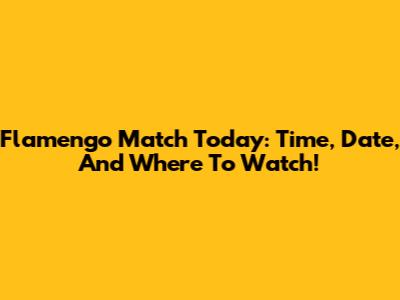 Flamengo Match Today: Time, Date, And Where To Watch!