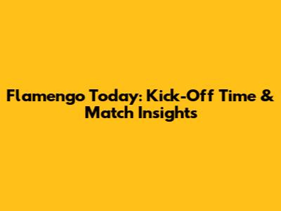Flamengo Today: Kick-Off Time & Match Insights