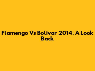 Flamengo Vs Bolivar 2014: A Look Back
