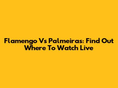 Flamengo Vs Palmeiras: Find Out Where To Watch Live