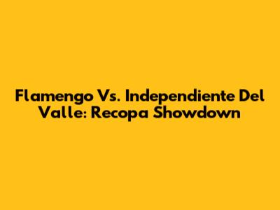 Flamengo Vs. Independiente Del Valle: Recopa Showdown