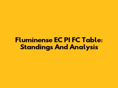 Fluminense EC PI FC Table: Standings And Analysis
