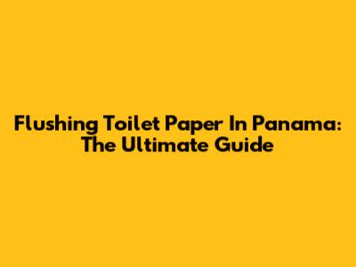 Flushing Toilet Paper In Panama: The Ultimate Guide