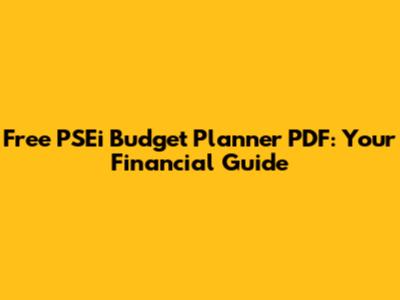 Free PSEi Budget Planner PDF: Your Financial Guide