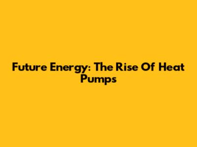 Future Energy: The Rise Of Heat Pumps