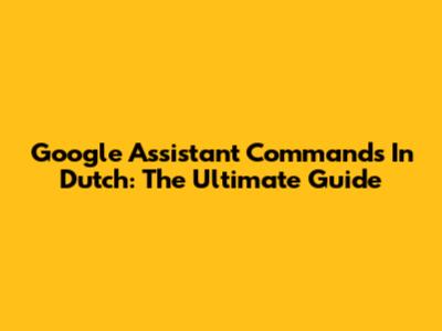 Google Assistant Commands In Dutch: The Ultimate Guide
