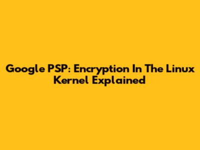 Google PSP: Encryption In The Linux Kernel Explained