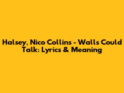 Halsey, Nico Collins - Walls Could Talk: Lyrics & Meaning