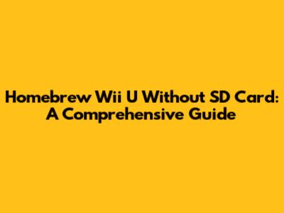 Homebrew Wii U Without SD Card: A Comprehensive Guide