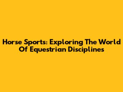 Horse Sports: Exploring The World Of Equestrian Disciplines