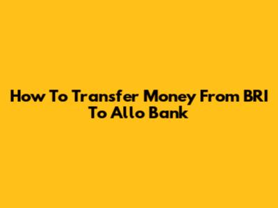 How To Transfer Money From BRI To Allo Bank