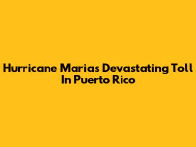 Hurricane Maria's Devastating Toll In Puerto Rico