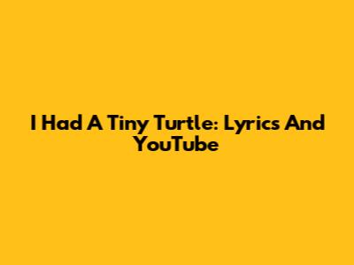 I Had A Tiny Turtle: Lyrics And YouTube