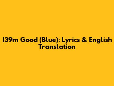 I39m Good (Blue): Lyrics & English Translation