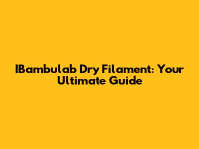 IBambulab Dry Filament: Your Ultimate Guide
