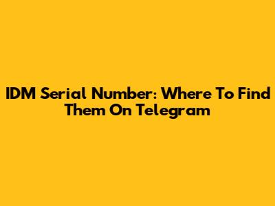 IDM Serial Number: Where To Find Them On Telegram
