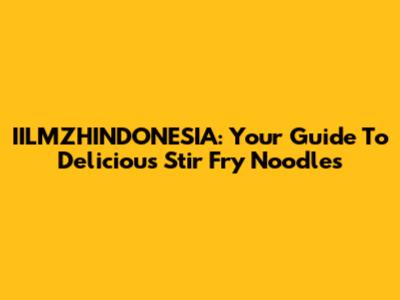 IILMZHINDONESIA: Your Guide To Delicious Stir Fry Noodles