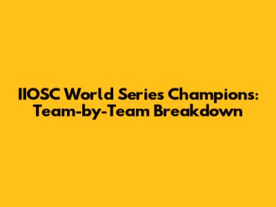 IIOSC World Series Champions: Team-by-Team Breakdown