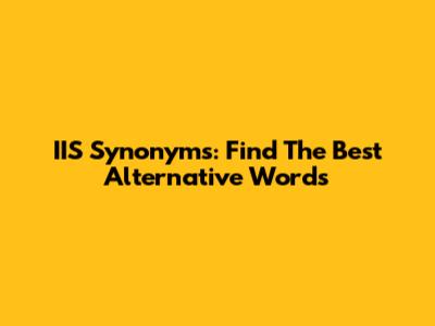 IIS Synonyms: Find The Best Alternative Words