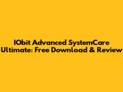 IObit Advanced SystemCare Ultimate: Free Download & Review