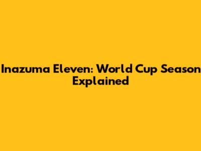 Inazuma Eleven: World Cup Season Explained