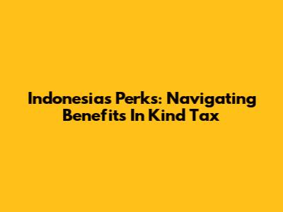Indonesia's Perks: Navigating Benefits In Kind Tax