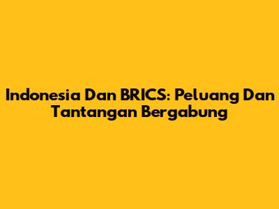 Indonesia Dan BRICS: Peluang Dan Tantangan Bergabung