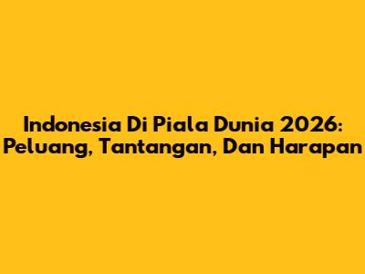 Indonesia Di Piala Dunia 2026: Peluang, Tantangan, Dan Harapan