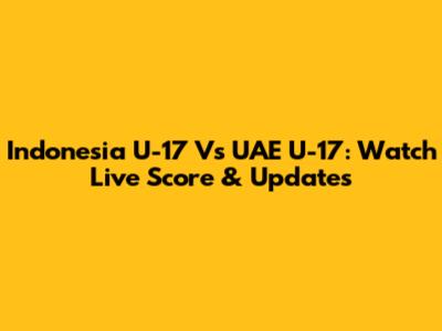 Indonesia U-17 Vs UAE U-17: Watch Live Score & Updates