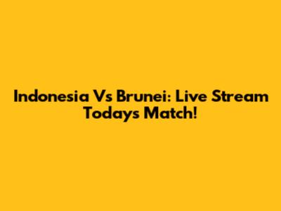 Indonesia Vs Brunei: Live Stream Today's Match!