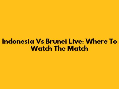 Indonesia Vs Brunei Live: Where To Watch The Match