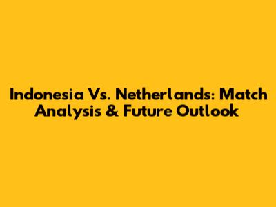 Indonesia Vs. Netherlands: Match Analysis & Future Outlook